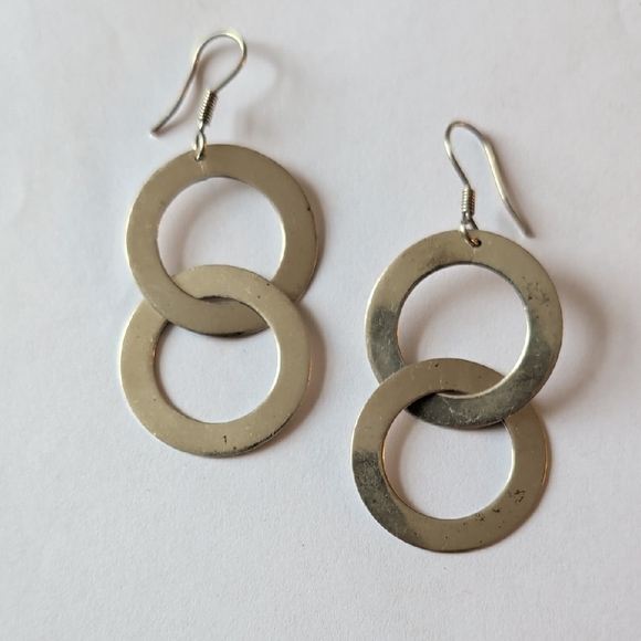 Vintage Jewelry - Vintage Sterling Silver Double Circle Earrings
